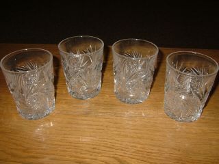 Vintage Set Of 4 Lead Crystal Cut Glass 4 " Tumbler Hi Ball Glasses Set
