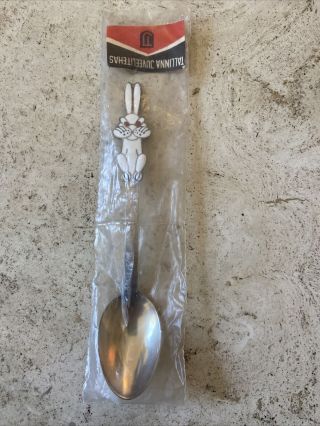 Rare Vintage Russian Ussr Silver 916 Children Child Enamel Rabbit Spoon