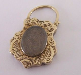 9ct gold rare Georgian engraved mourning locket padlock clasp,  9k 375 2