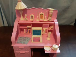 Vintage 1988 Mattel Barbie Doll Sweet Roses Roll Top Desk,  Phone & Accessories 2