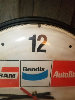 Vintage Fram Filters Autolite Bendix Clock Automotive Gas Oil Antique 3