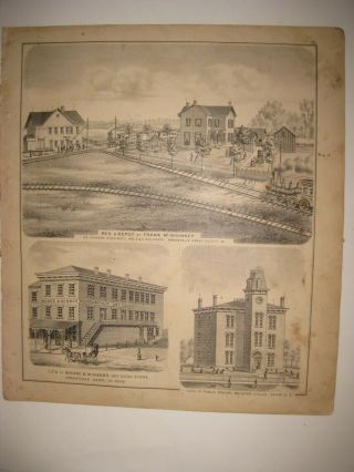 Antique 1875 Greenville Railroad Depot Dallas Darke County Ohio Print Nr