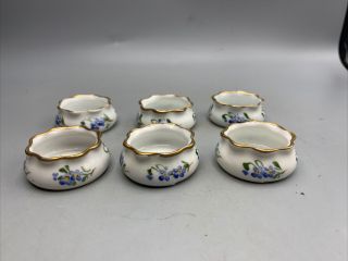 Antique O&eg Royal Austria 6 Gold Trim Floral Porcelain Open Salt Cellars
