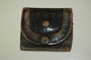 Vintage Antique Old Brown Leather Pocket Watch / Coin Purse Rare Needs Fix