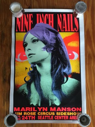 Extremely Rare Frank Kozik Nine Inch Nails Marilyn Manson Concert Poster Signed