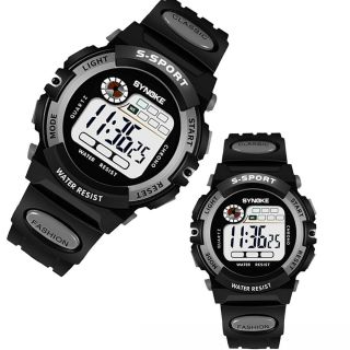 Boy Waterproof Digital Wristwatch Sports Electronic Watches Stopwatches Gray Us