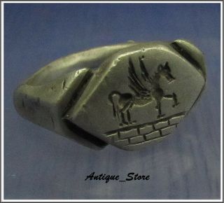Pegasus Ancient Legionary Silver Greek Roman Ring Rare