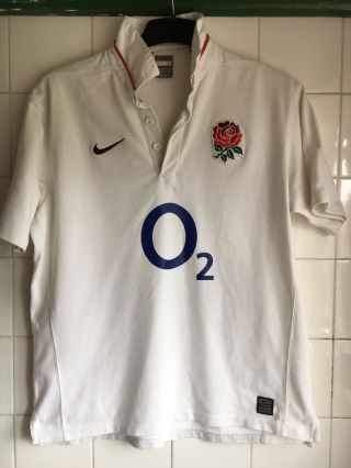 2009 - 2010 England Rugby Union Home Shirt.  Large 44 - 46 " Rare Vintage Flawed