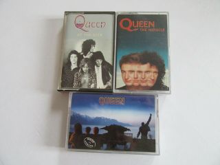 3 X Queen Cassette Tapes - At The Beeb (bbc Rare),  The Miracle,  Made In Heaven.