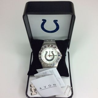 Avon Nfl Watch Indianapolis Colts Silver Tone Quartz Analog Game Time