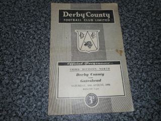 Derby County V Gateshead 1956/7 August 18th Very Rare Post