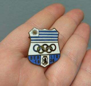 Extremely Rare Uruguay 1936 Berlin Olympic Noc Pin Enamel Flag Badge