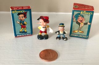 Disneykins Marx Disney Pinocchio & Jiminy Cricket - (hand Painted) - Rare 1960s