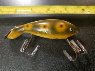 Vintage Tackle Heddon Tadpolly Wood Glass Eye Minnow Old Fishing Lure Bf