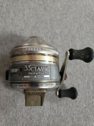 Vintage Zebco 33 Classic Feather Touch Casting Reel Closed Face