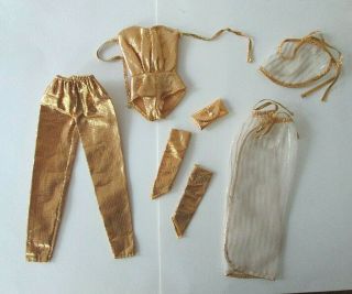 Vintage 1980 Superstar Era Golden Dreams Barbie Gold Metallic Outfit 1874