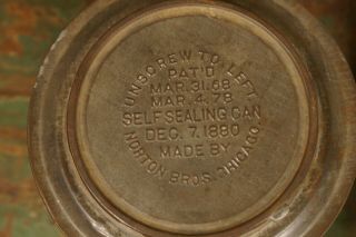 Antique 1880 ' s Norton Bros.  Chicago Self Sealing Coffee Tin Can 12 