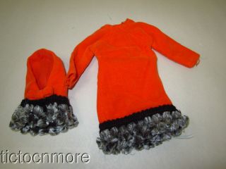 Vintage Barbie Cousin Francie Doll Mod Fashion Clothes 1263 Orange Crazy Set