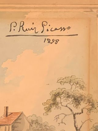 Pablo Picasso Vintage Rare Art 1898 Watercolour Hand Signed No Print