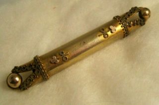 Antique Vintage Victorian Gold Filled Bar Pin Applied Metal Work 2 - 1/4 "
