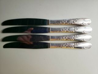 4 Antique Vintage Collectible Knives 9 ",  Silver Plate - Hollow Handle