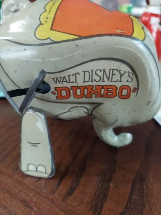 Vintage Marx Dumbo Tin Toy Disney Rare Wind - Up