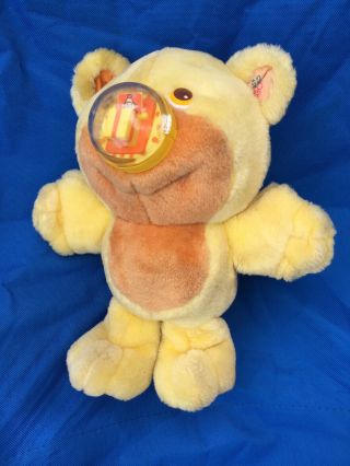 Vtg Nosy Bear Playskool Plush 11 " Yellow Present Gift 1987 Bubble Nose Spin Rare