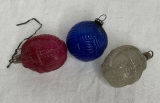 German Antique Glass Lantern Basket Weave Christmas Ornament 1930 