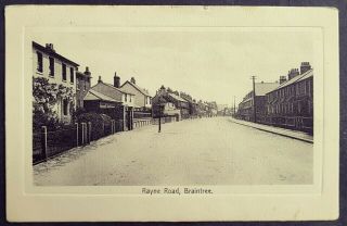Rare Printed Postcard Houses And Street Lantern - Unmade Rayne Road - Braintree 1913