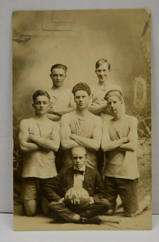 2 High School 1919 Basketball Team Rppc Photo Postcard Vtg Antique Minnesota?
