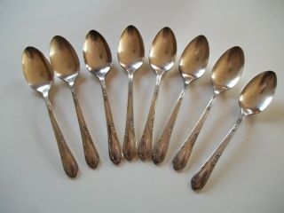 8 Oneida Wm A Rogers A1 Meadowbrook Silverplate Teaspoons Spoons