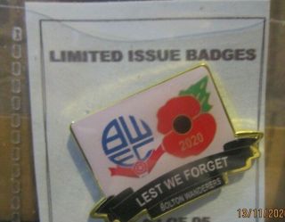 Bolton Wanderers Limited Edition Ultra Rare Coloured 2020 Poppy Badge