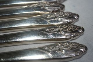 Oneida Community Silver Plated Flatware " Evening Star " (5) Grille Knives 8.  5 "