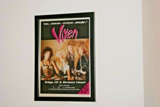 Vixen Framed A4 Rare 1988 `edge Broken Heart` Single Art Promo Poster