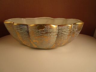 Vintage Stangl Art Pottery Antique Gold Oval Console Centerpiece Bowl