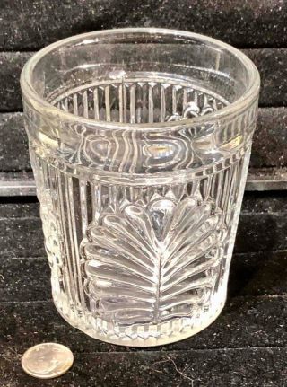 Antique Sandwich Glass " Ribbed Palm " Flint Pattern Glass Tumbler,  C.  1863