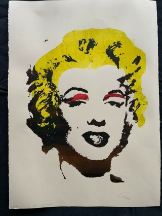 Vintage Rare Silk - Screen On Paper Hand Signed Andy Warhol: Marilyn 1