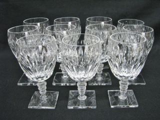 Rare Vtg.  Set Of 11 Hawkes St.  George Hand Cut Square Base Water Goblets/glasses