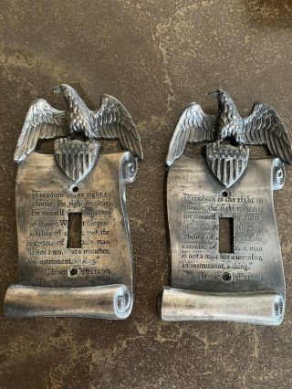 2 - Vintage Eagle Single Light Switch Plate Wall Outlet Cover Metal
