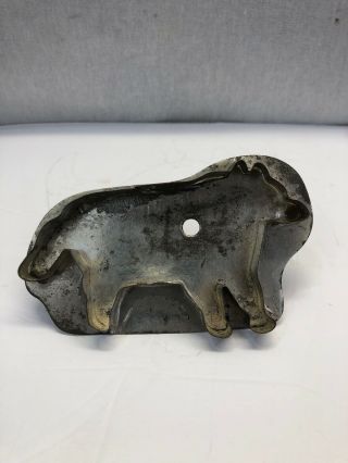Antique Vintage Large Dog Or Wolf Tin Metal Soldered Flatback Cookie Cutter Rare