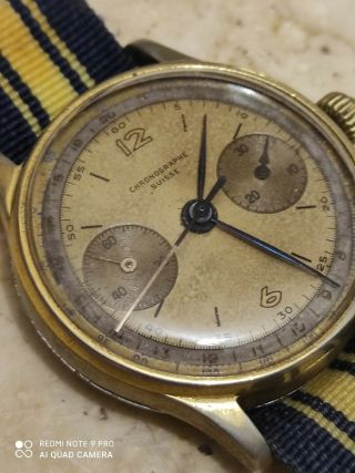 Vintage Rare Chronograph Suisse War British Military Men Wrist Watch