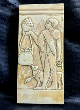 Osiris Egyptian Antique Relief Plaque Stela Wall Hieroglyphic Hunting Scene Bc