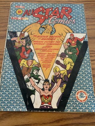 (1944) All Star Comics 12 Classic V For Victory Cover Wonder Woman Rare