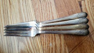 4 Antique Vintage Collectible Forks 7.  5 " Wm Rogers Mfg Co Silver Plate