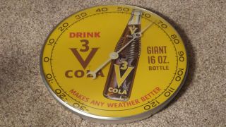 Vintage 3v Cola Thermometer 1960 Pam Clock Co.  Inc Rochelle,  Ny Rare Minty