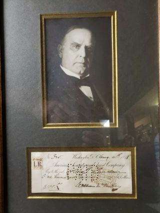 President William Mckinley Signed/autographed Check And Rare Pach Bros Ny Photo