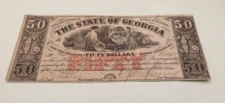 Lovely Very Rare The State Of Georgia April 6th 1864 Fifty Dollars Banknote C735