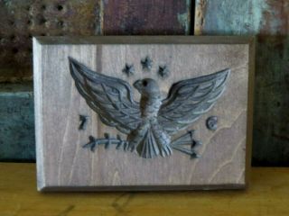 Eagle Springerle Cookie Mold Folk Art Hand Carved Wood Wooden Signed Dillon