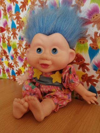 Rare Magic Troll Baby Applause Retro Vintage Collectable Boy Blue Soft Body