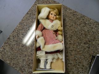 Vintage Collectible Ashley Belle Porcelain Doll Agnes W/stand & Box.